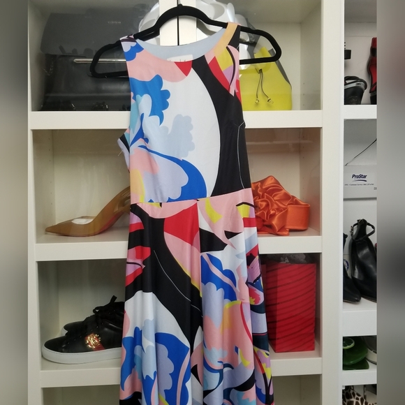 Nicole Miller New York Abstract Print Cutout-Back High-Low Dress - Picture 11 of 16